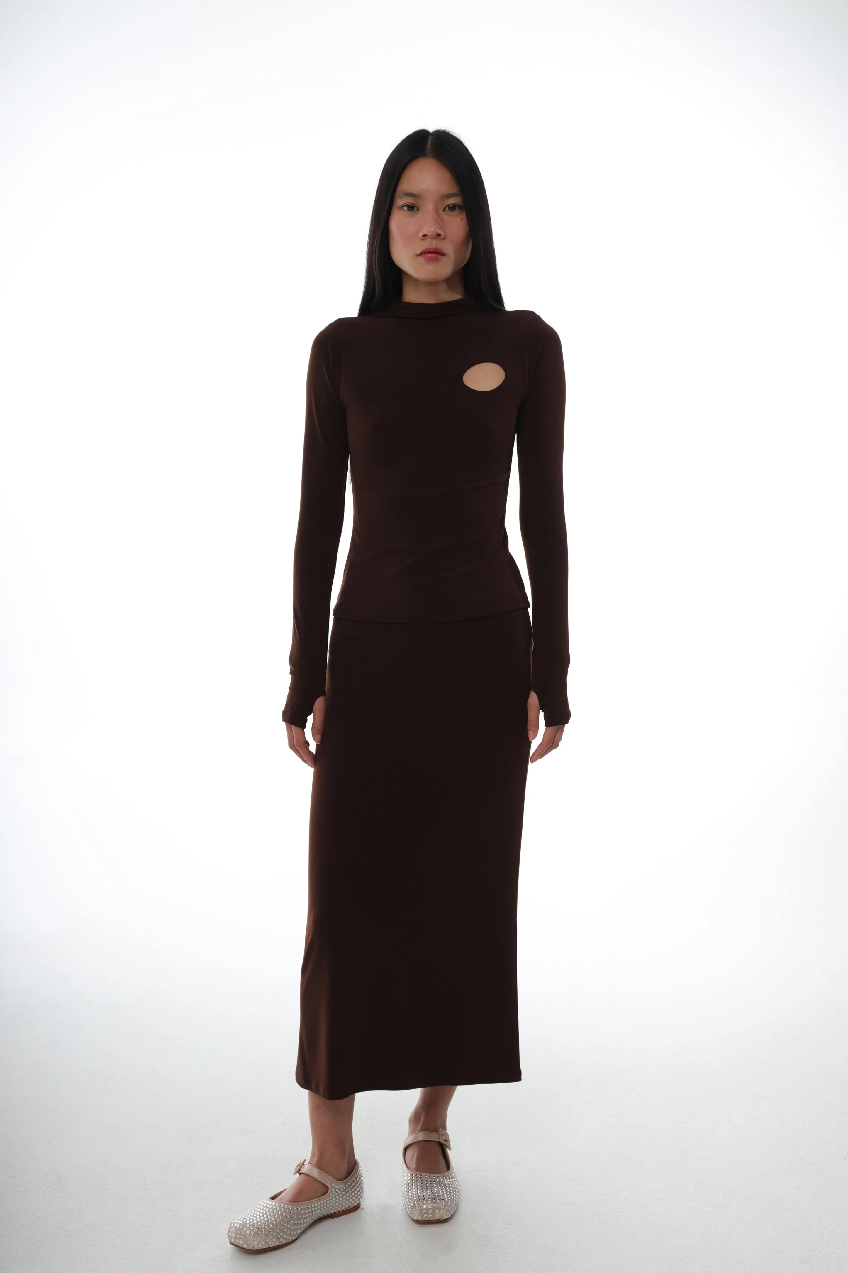 BELLA TOP IN DARK BROWN