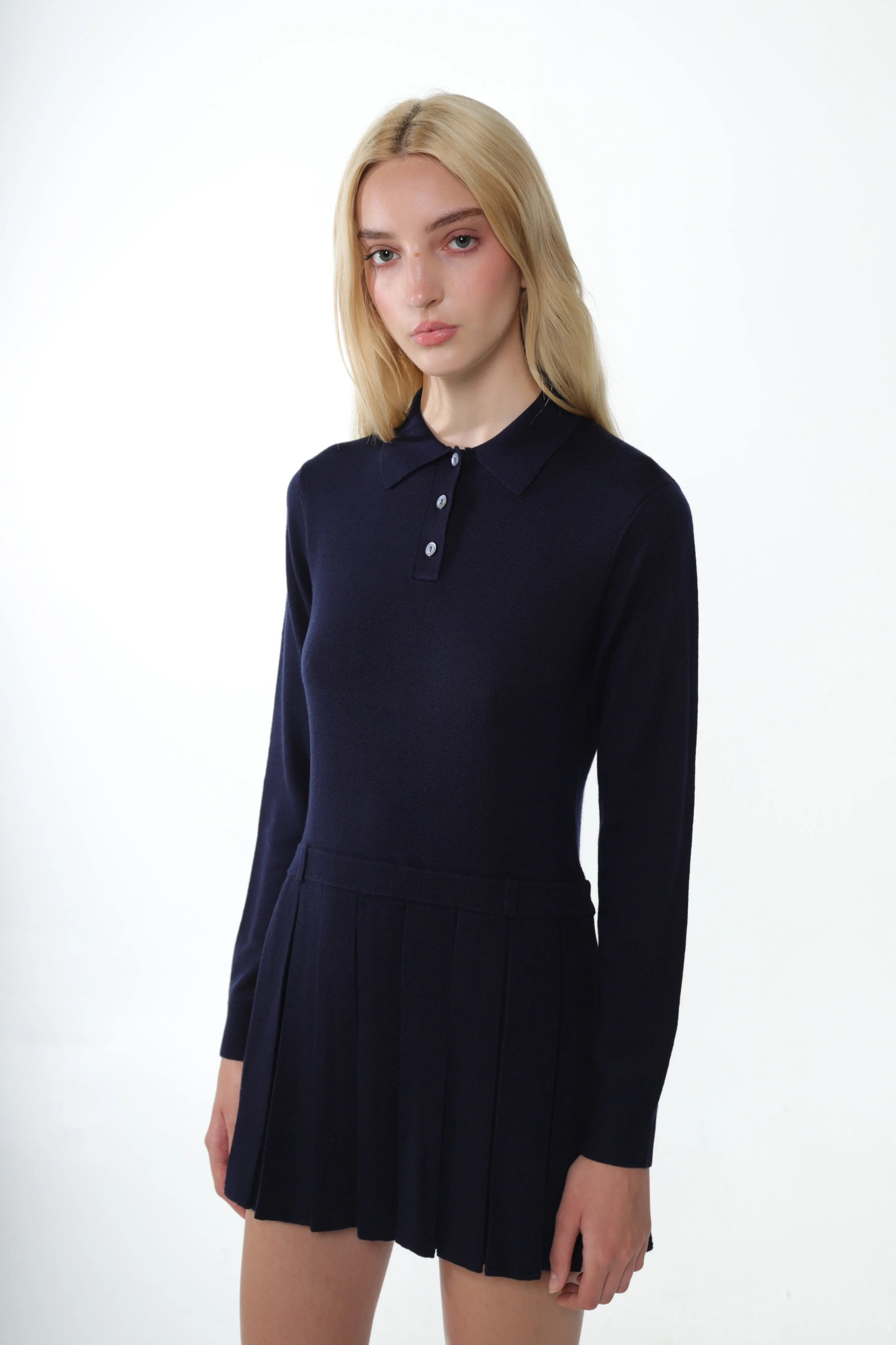 HAGUE SWEATER DRESS IN NAVY