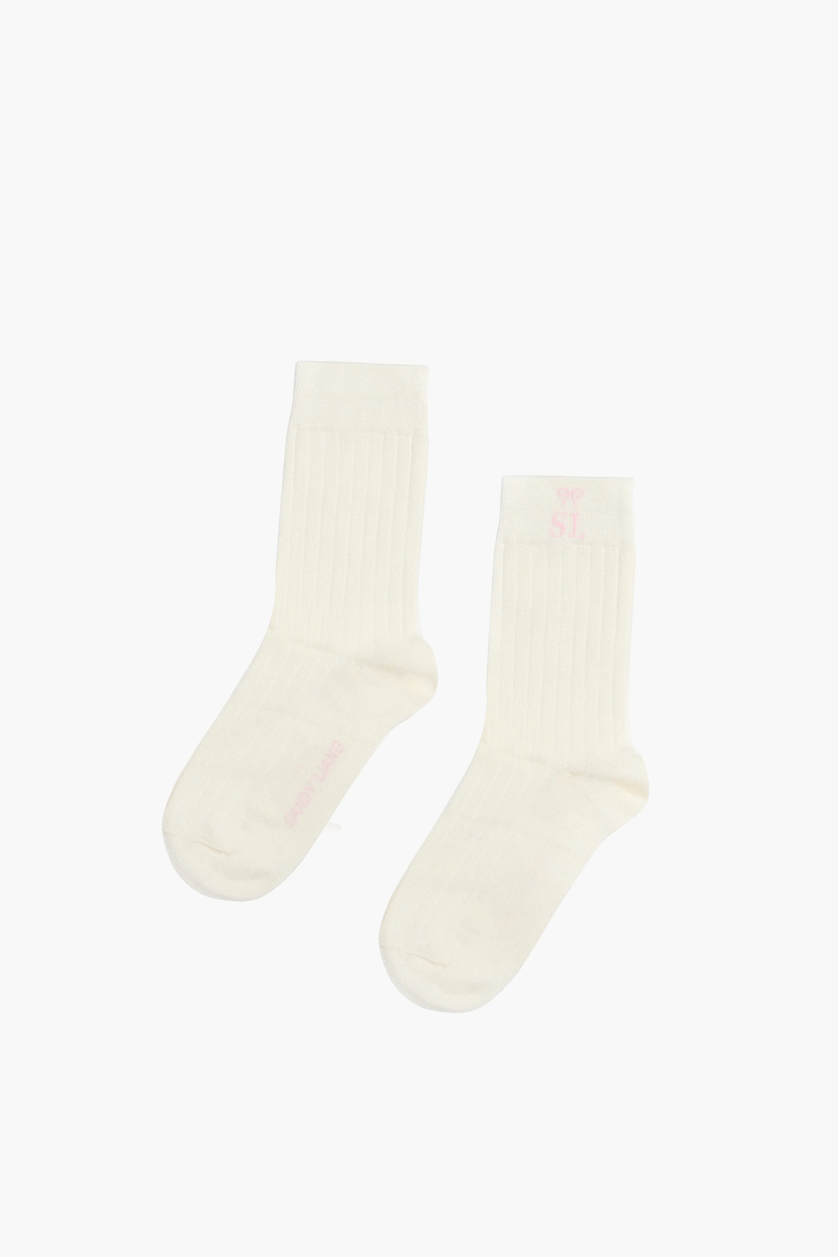 RIBBED MONOGRAM SOCK IN CREAM
