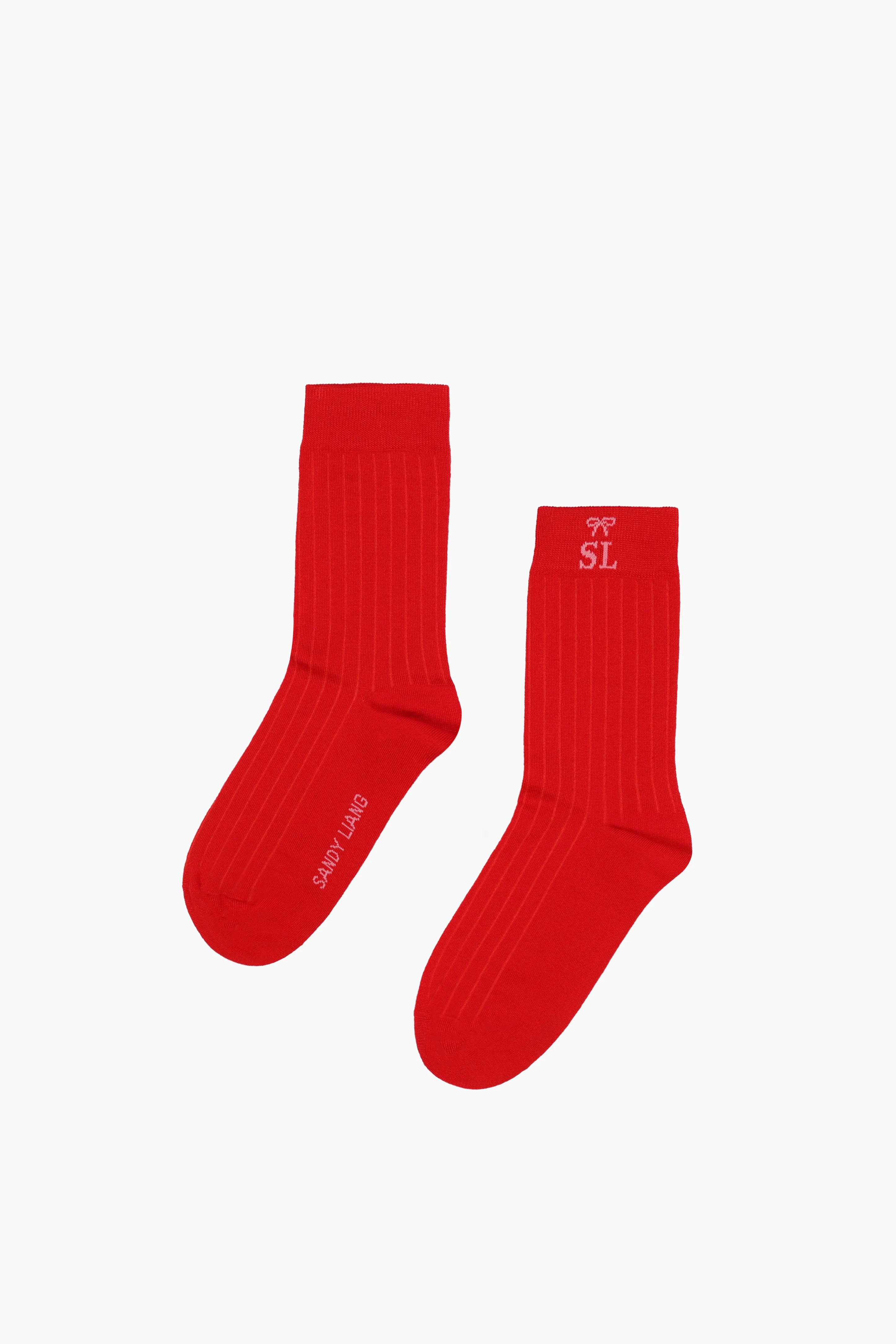 RIBBED MONOGRAM SOCK IN RED