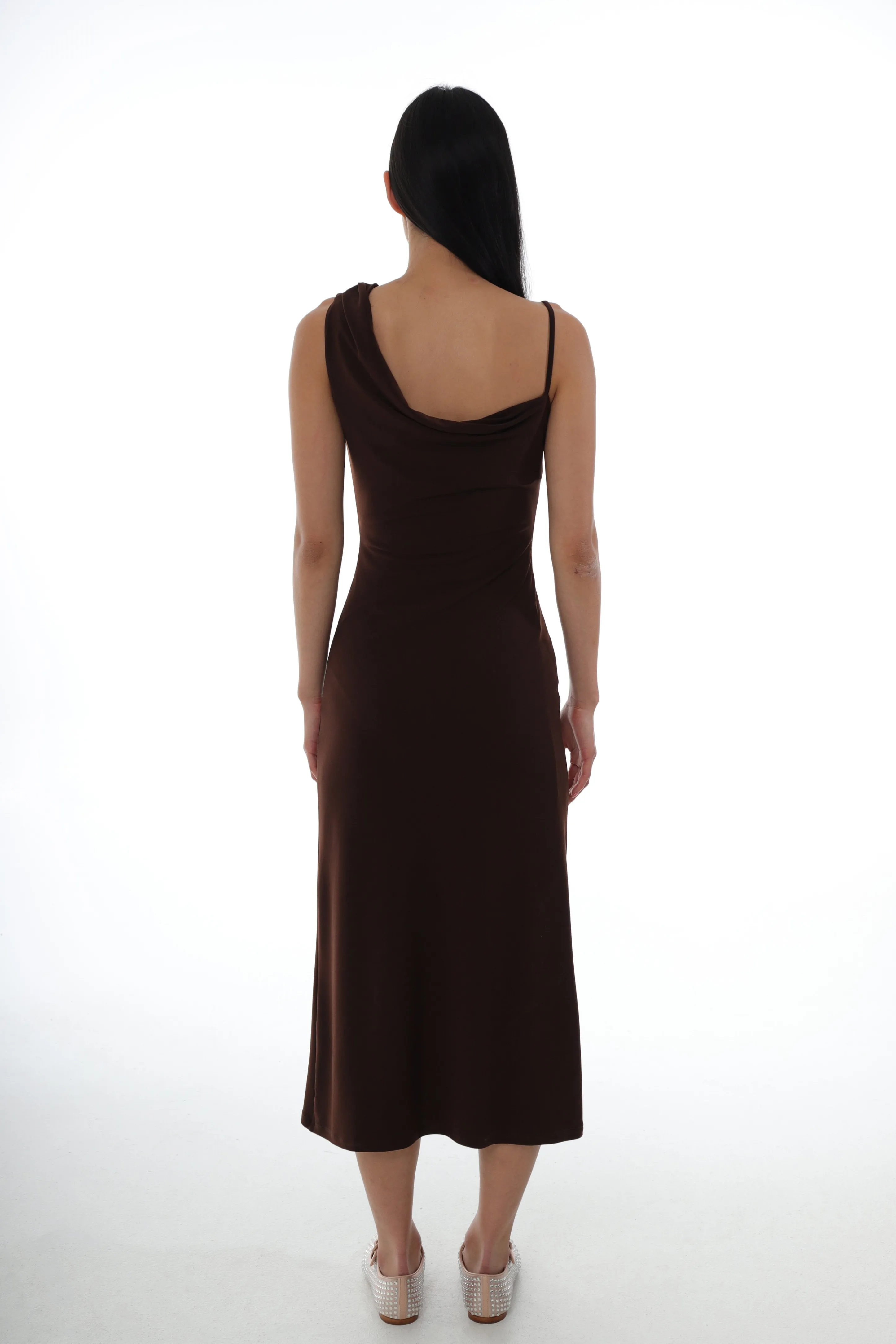 OTTER DRESS IN DARK BROWN