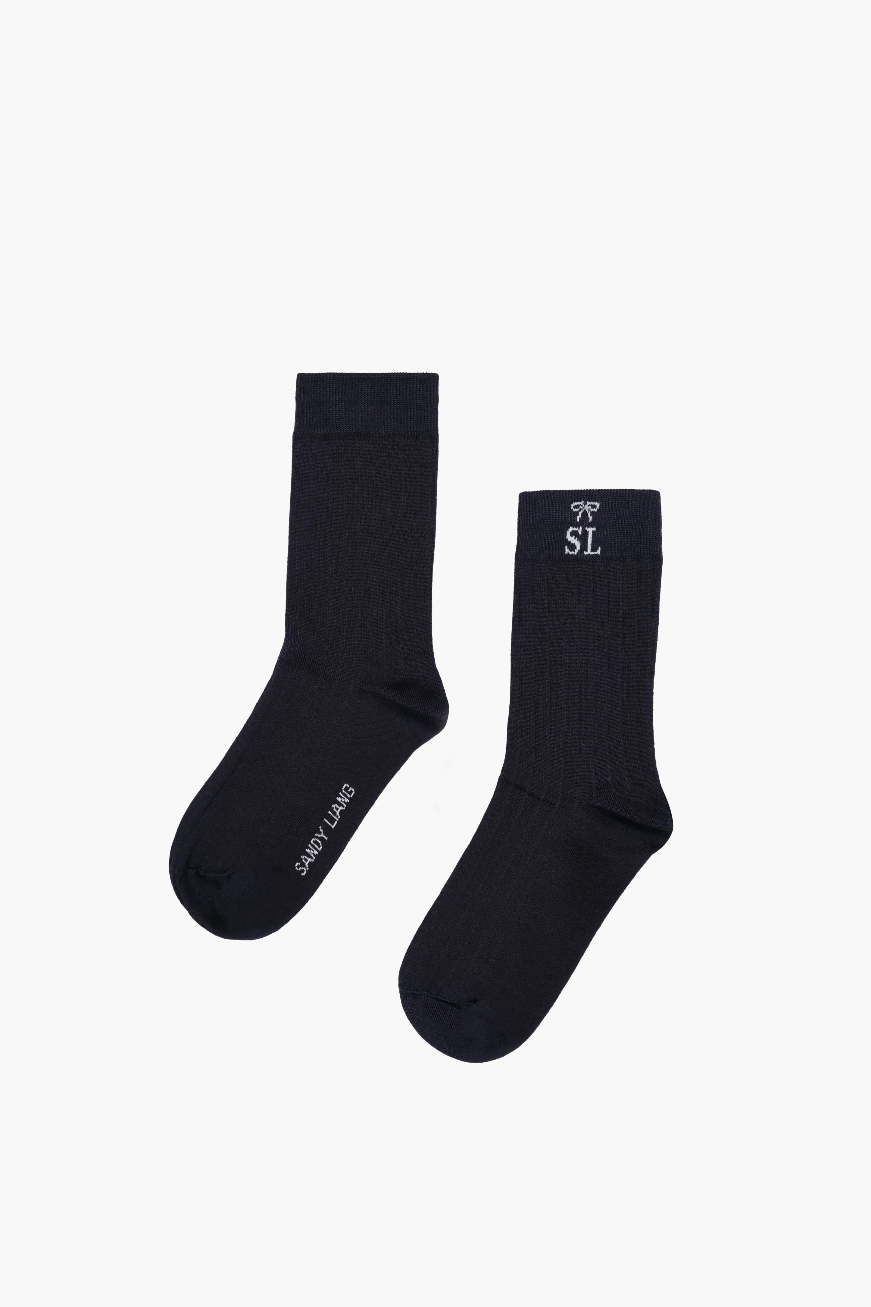 RIBBED MONOGRAM SOCK IN NAVY