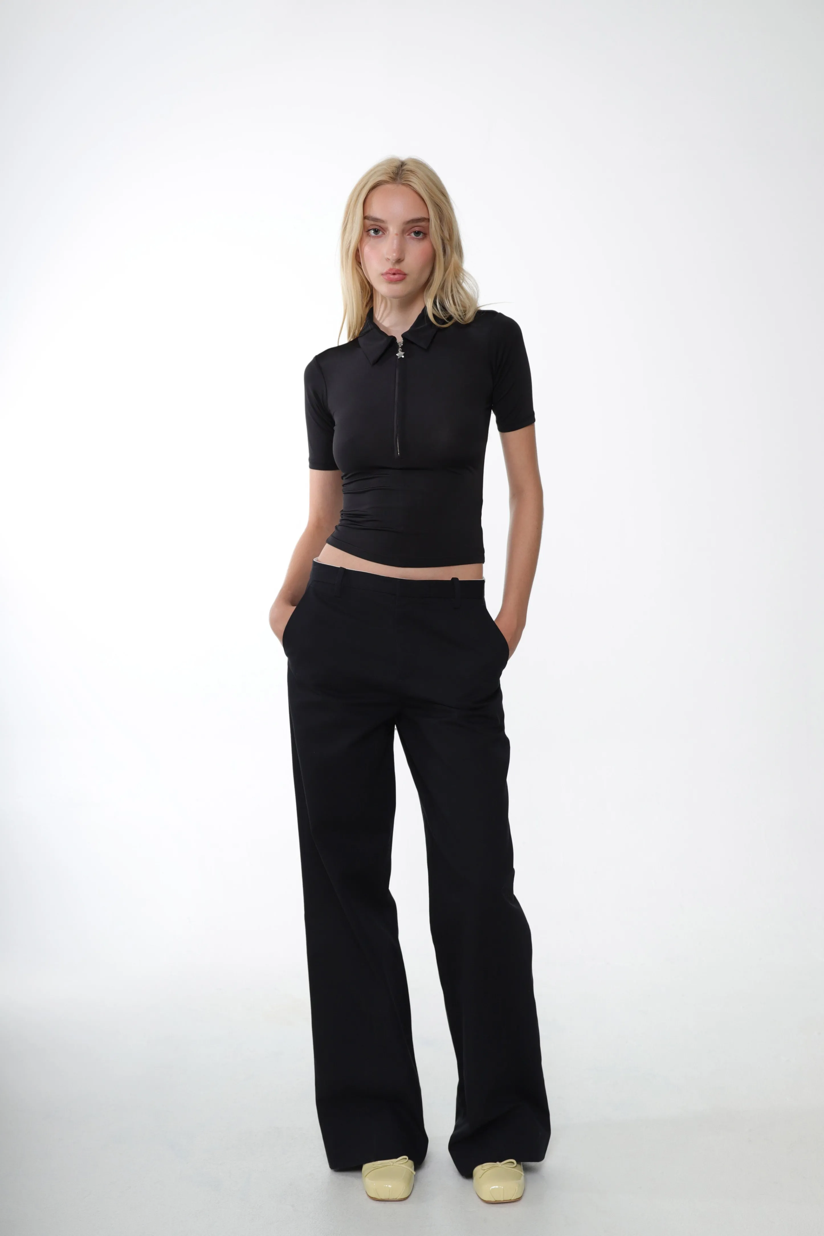 GLASS PANT IN BLACK