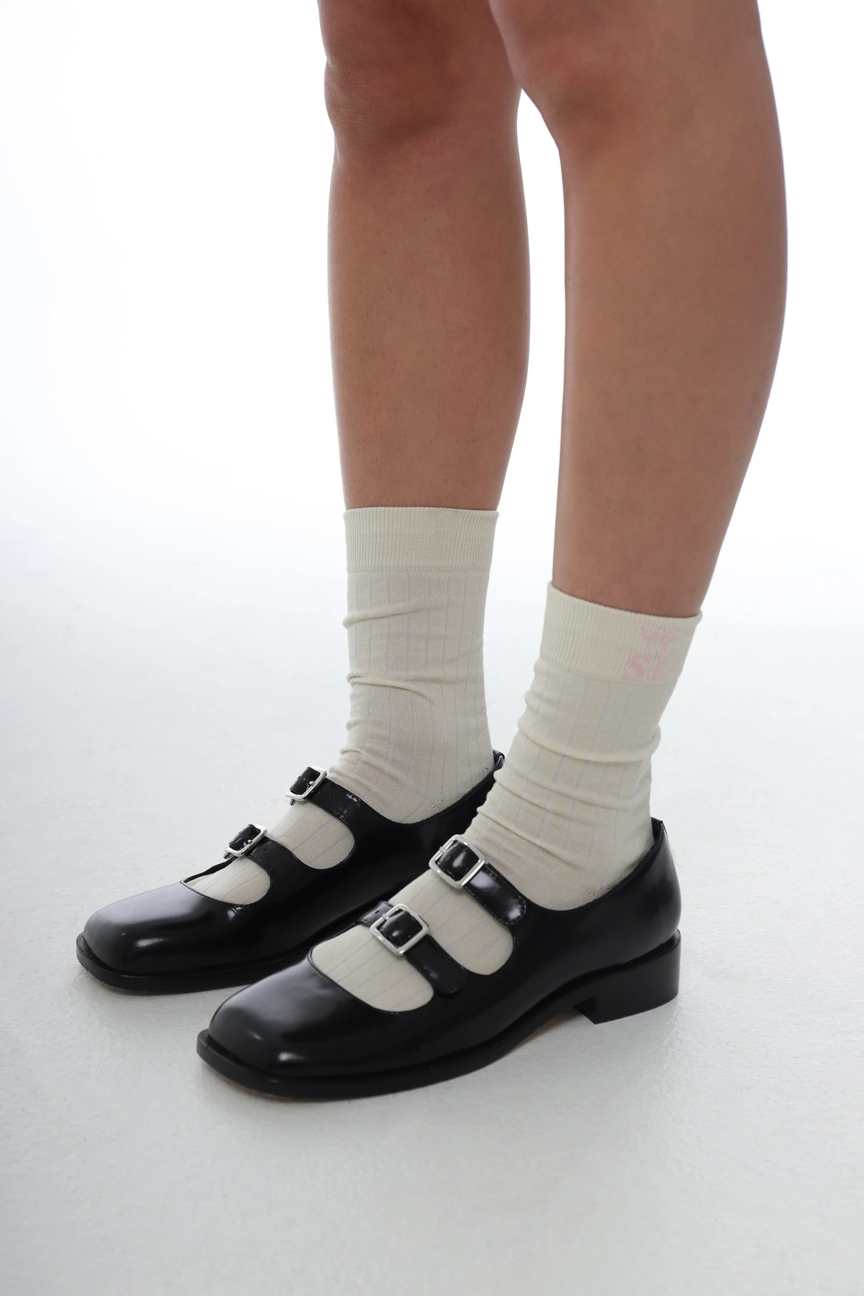 MARY JANE DOUBLE STRAP WELT IN BLACK SPAZZOLATO